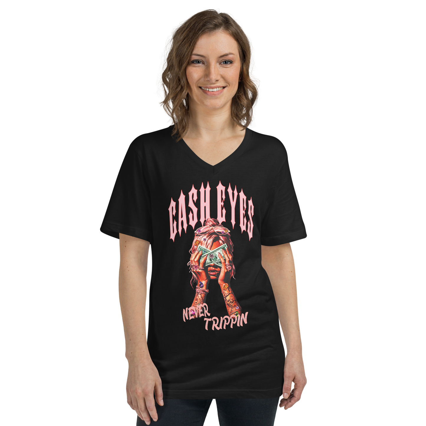 Pink Never Trippin V-Neck T-Shirt