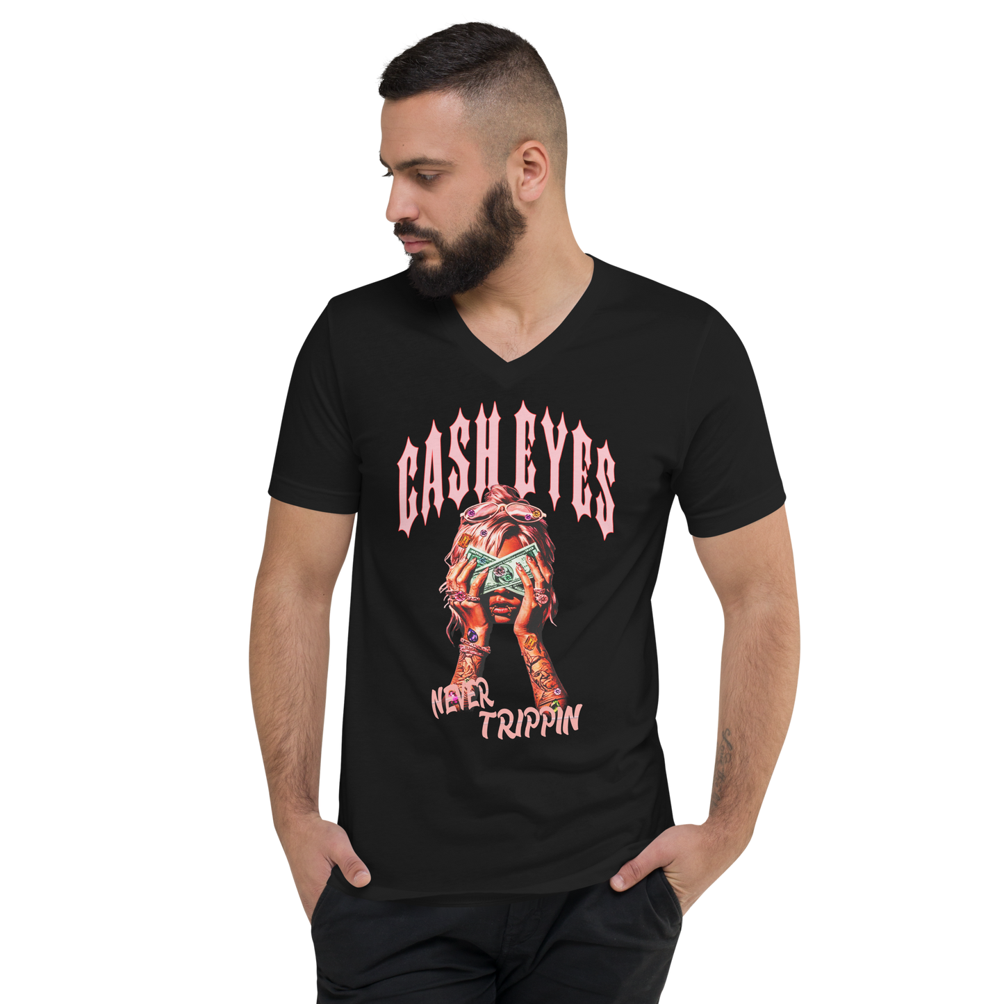 Pink Never Trippin V-Neck T-Shirt