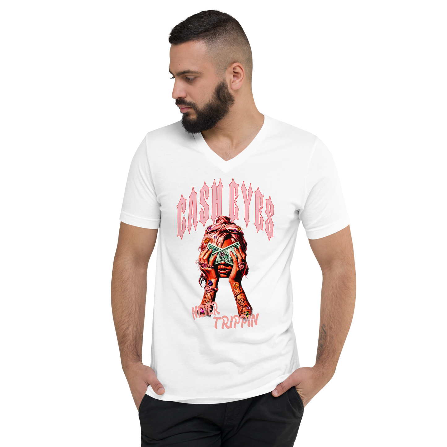 Pink Never Trippin V-Neck T-Shirt