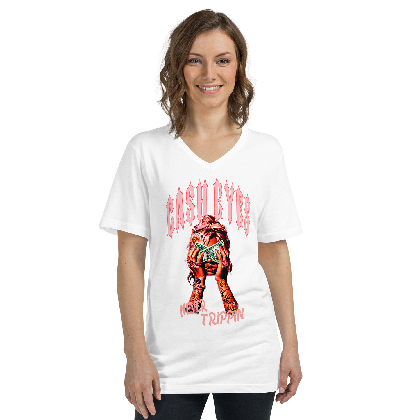 Pink Never Trippin V-Neck T-Shirt